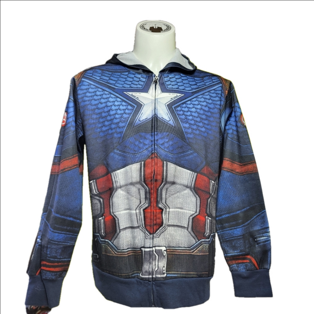 Marvel Captian America Men's Blue and Red Superhero Jacket